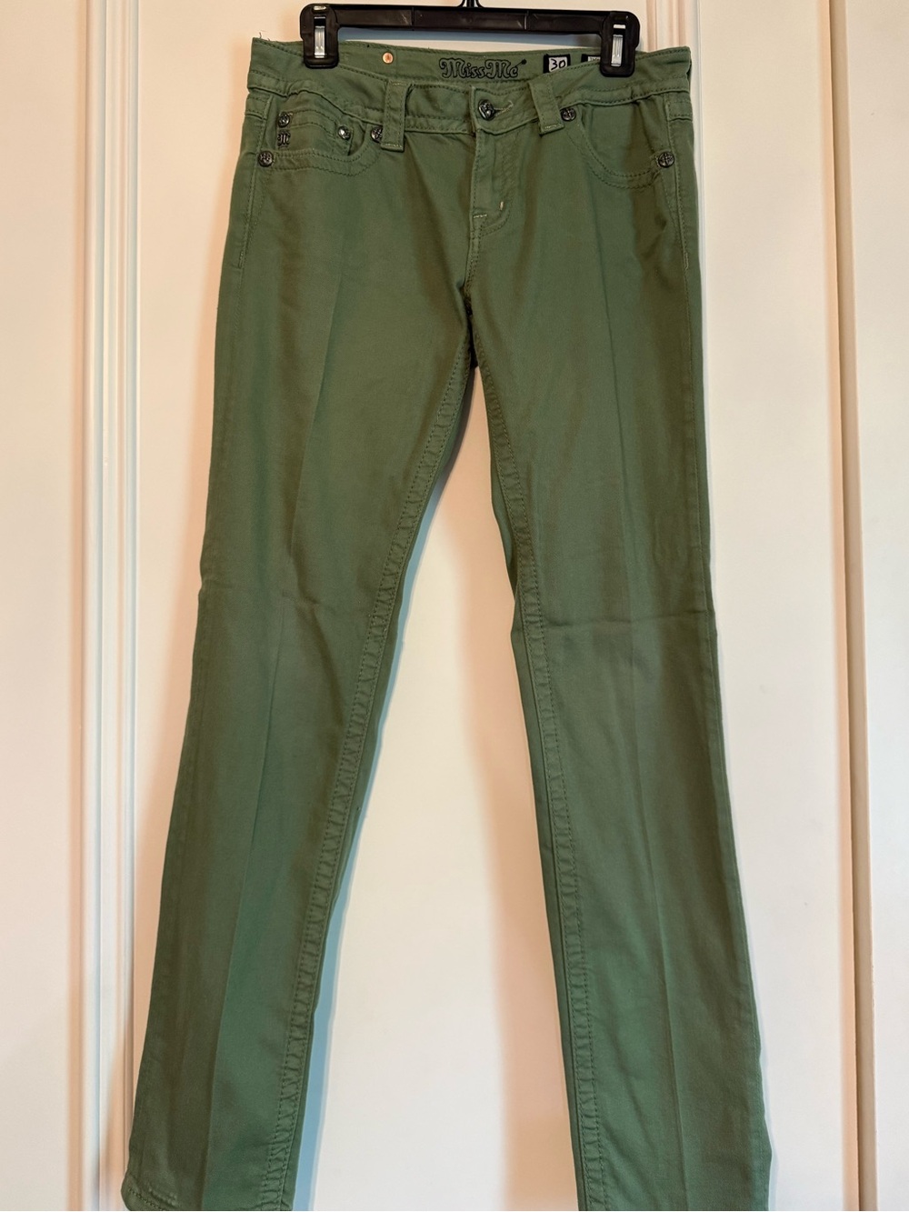 Miss Me Boyfriend Skinny Jeans with Studded Pockets JB5182S11 Size 30 Green